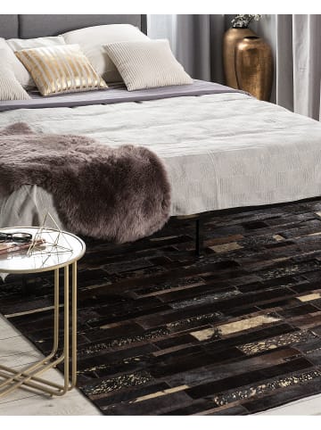 Beliani Kurzflor ARTVIN in Braun/Schwarz/Gold - (W) 200 x (H) 0.5 x (L) 200 cm