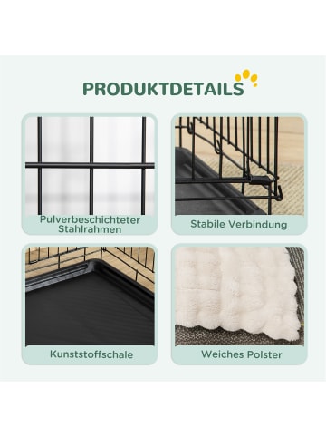 Pawhut Hundekäfig Schwarz 75L x 48,5B x 53H cm
