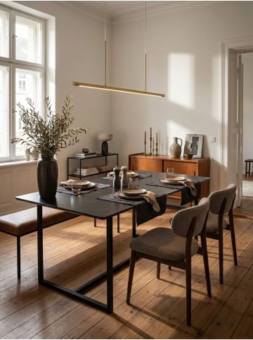 KADIMA DESIGN Esszimmertisch 160x80x76 cm Küchentisch in Marmor-Optik in Schwarz