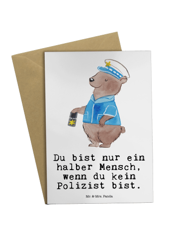 Mr. & Mrs. Panda Glückwunschkarte Polizist Herz mit Spruch in Weiß