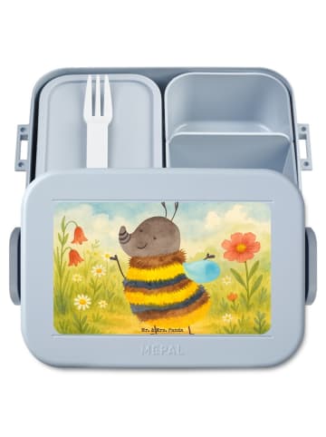 Mr. & Mrs. Panda Brotbüchse Hummel flauschig Design ohne Spruch in Blau Pastell