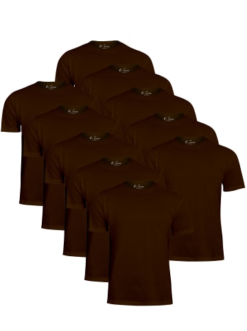 Cotton Prime® 10er Pack T-Shirt Basic O-Neck in Braun