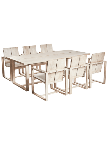 Beliani 7-tlg Gartentisch Set AZZANELLO in Braun/Weiß