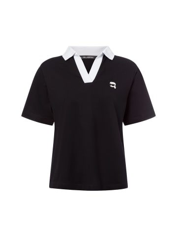 Karl Lagerfeld Poloshirt Ikon Patch in schwarz