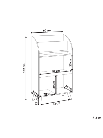 Beliani Bücherregal LILOET in Weiß/Braun - (W) 60 x (H) 102 x (L) 30 cm