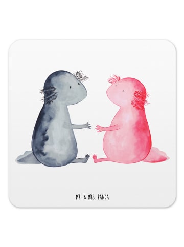 Mr. & Mrs. Panda Glasuntersetzer Axolotl Liebe ohne Spruch in Weiß