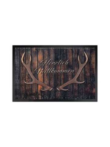 WohnDirect Fußmatte für Innen & Außen HIRSCH in Schwarz