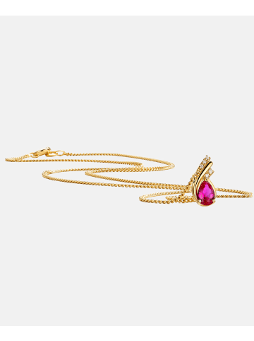 Diamant L'éternel Halskette mit Anhänger aus 585 Gelbgold mit 0.45 Karat Diamant mit Rubin