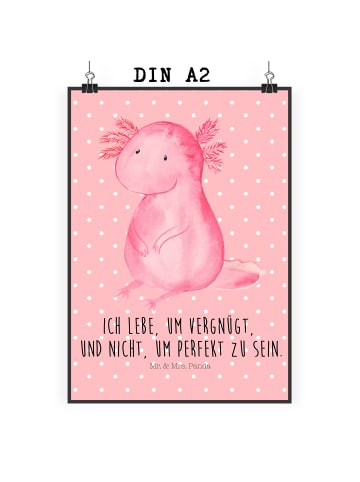 Mr. & Mrs. Panda Poster Axolotl null mit Spruch in Rot Pastell