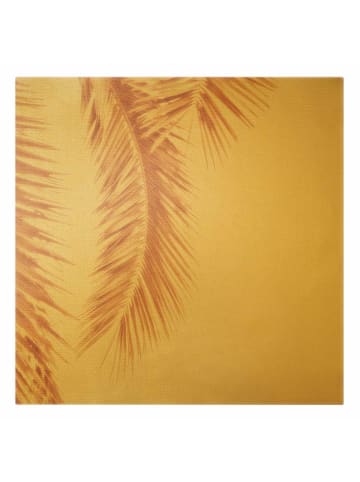 WALLART Leinwandbild Gold - Rosegoldene Palmenblätter in Rosa