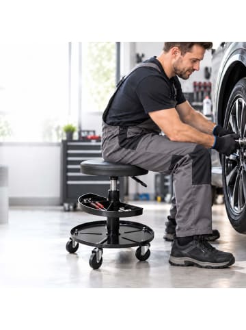 relaxdays Werkstatthocker in Schwarz - (H)42-56 x ø38 cm