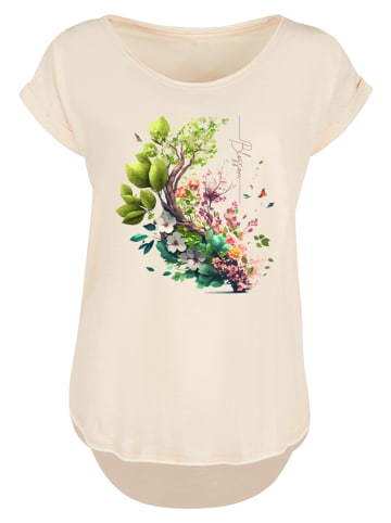 F4NT4STIC Long Cut T-Shirt Baum mit Blumen in Whitesand