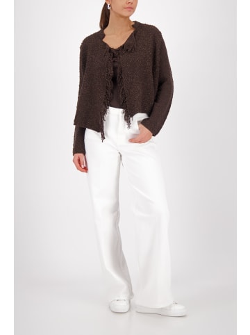 monari Stilvolle Strickjacke mit Webstruktur und Pailletten in Dark Chocolate