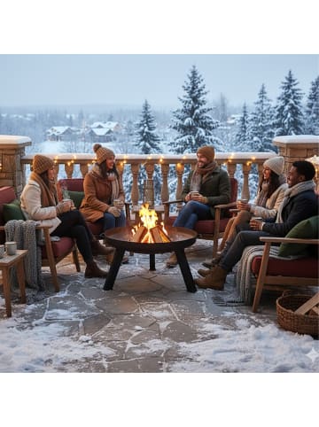 relaxdays Feuerschale in Schwarz - (B)64 x (H)36 x (T)64 cm