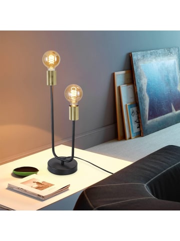 ZMH Tischleuchte in schwarzgold 2-flammige E27 Vintage mit Kabel