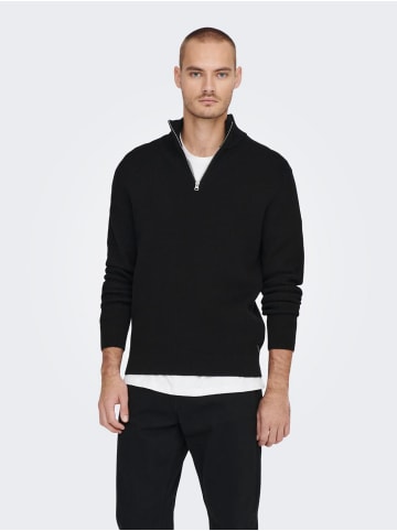 Only&Sons Freizeit Pullover ONSPHIL Polo Strick Sweater in Schwarz-2