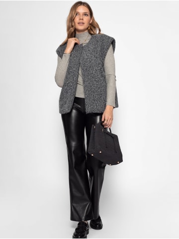 SASSYCLASSY Geripptes Lamgarmshirt mit Stehkragen in Grau