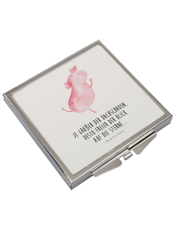 Mr. & Mrs. Panda Schminkspiegel Axolotl Tanzen mit Spruch in Weiß