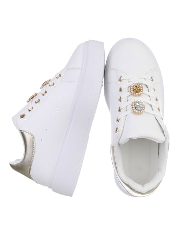 Ital-Design Freizeitschuh in Weiß und Gold