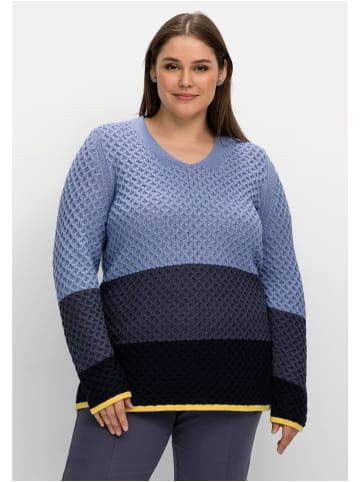 sheego Pullover in indigo gestreift