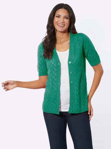Sieh an! Ajourstrickjacke in smaragd
