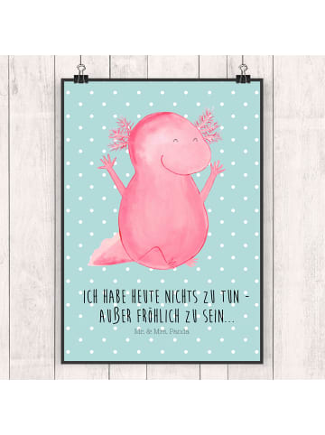 Mr. & Mrs. Panda Print Axolotl Hurra mit Spruch in Türkis Pastell