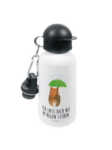 Mr. & Mrs. Panda Kindertrinkflasche Bär Regenschirm mit Spruch in Weiß