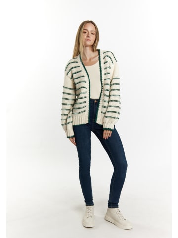 DreiMaster Damen Strickjacke in Wollweiss Grün