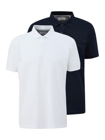 S. Oliver Poloshirt Basic in Weiß / blau