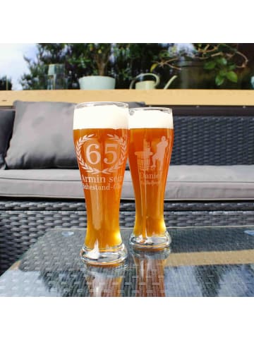 LUXENTU Weizenbierglas mit Gravur 40. Jubiläum 0,5 l in transparent