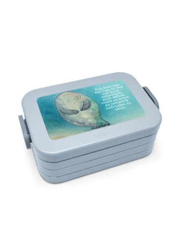 Mr. & Mrs. Panda Bentobox Seekuh Happy Design mit Spruch in Blau Pastell