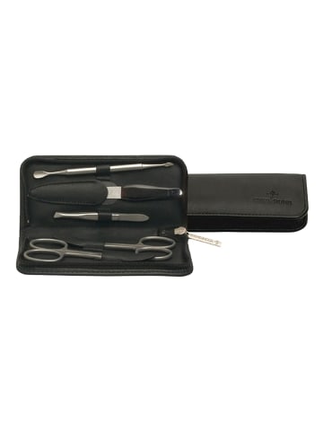 Windrose Nappa Schmuckkasten Leder 14 cm in schwarz