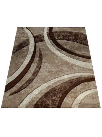 KADIMA DESIGN Teppich Kurzflor Abstrakt Wohnzimmer in Braun