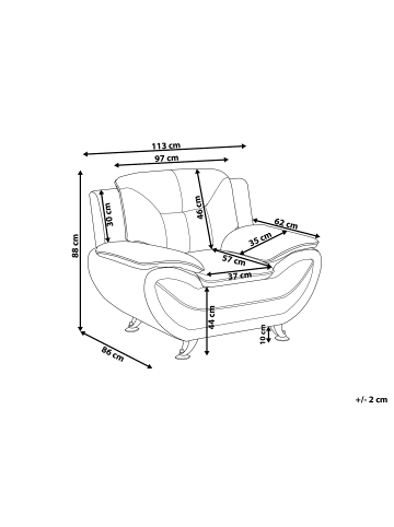 Beliani Sessel LEIRA in Grau/Silber - (W) 113 x (H) 88 x (L) 86 cm
