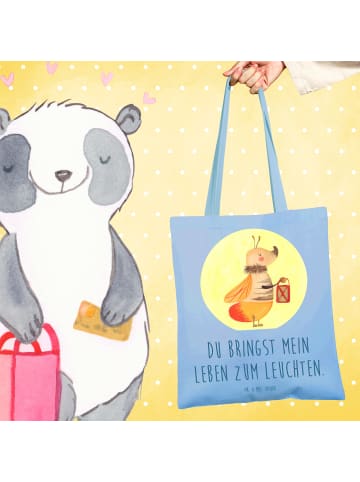 Mr. & Mrs. Panda Tote Bag Glühwürmchen mit Spruch in Sky Blue