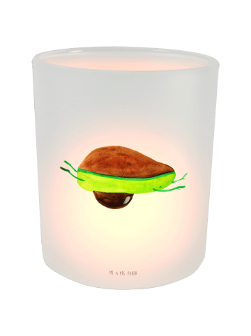 Mr. & Mrs. Panda Glas Teelichthalter Avocado Yoga ohne Spruch in Transparent