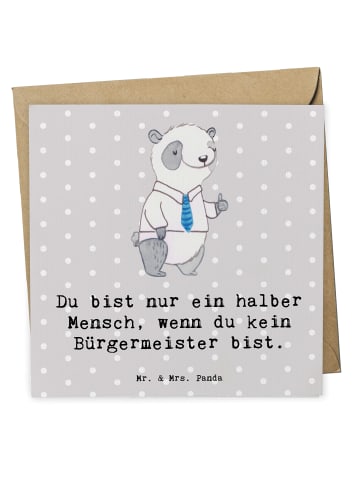 Mr. & Mrs. Panda Deluxe Karte Bürgermeister Herz mit Spruch in Grau Pastell