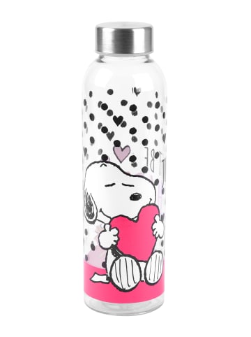 United Labels Snoopy Trinkflasche aus Glas 500 ml in Mehrfarbig