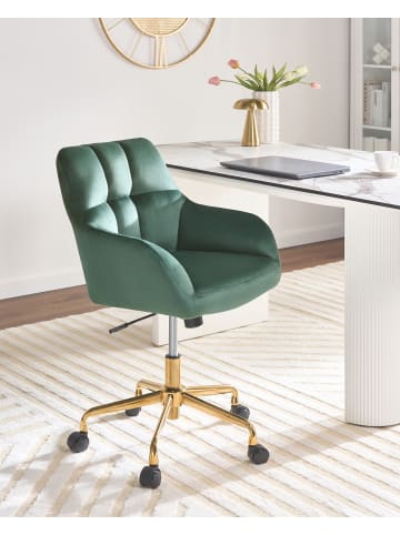 Beliani Bürostuhl PALMDALE in Grün/Schwarz/Gold - (W) 58 x (H) 87 x (L) 61 cm