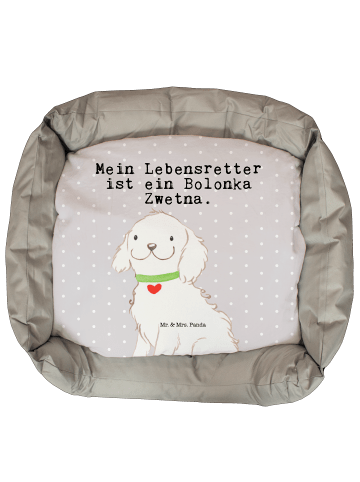 Mr. & Mrs. Panda Hundekorb Bolonka Zwetna Lebensretter mit Spruch in Grau Pastell