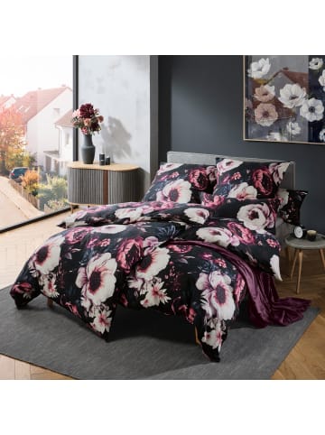 Erwin Müller Edel Flanell Kissenbezug in schwarz-rose
