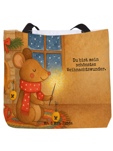 Mr. & Mrs. Panda Strandtasche Maus Weihnachten Design mit Spruch in Weiß