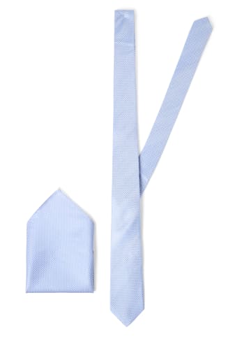 Daniel Hechter Krawatte, Einstecktuch in blau silber - 0001