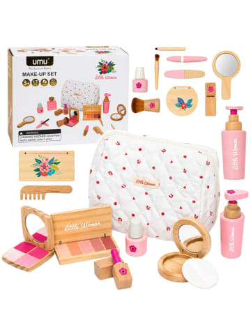 Wisam® hölzernes Beauty-Set für Mädchen mit weißer Kosmetiktasche, 17-teilig