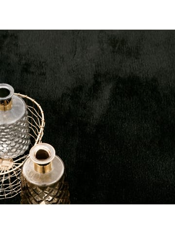 KADIMA DESIGN Teppich Kurzflor waschbar Unifarben Wohnzimmer in Schwarz