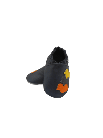 Bemesu Nachtblaue Baby-Leder-Laufschuhe, mit rutschfester Sohle - Entenmuster