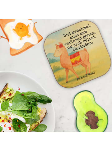 Mr. & Mrs. Panda Untersetzer Alpaka Stolz Design mit Spruch in Weiß