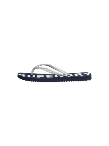 Superdry Badesandale in Dunkelblau/Silber