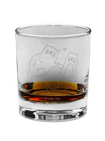 Mr. & Mrs. Panda Tumbler Glas Otter Hände halten ohne Spruch in Transparent