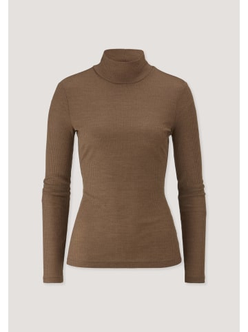 Hessnatur Hessnatur Mock-Neck Longsleeve WARM TOUCH aus Bio-Schurwolle und TENCEL™ Lyocell in camel